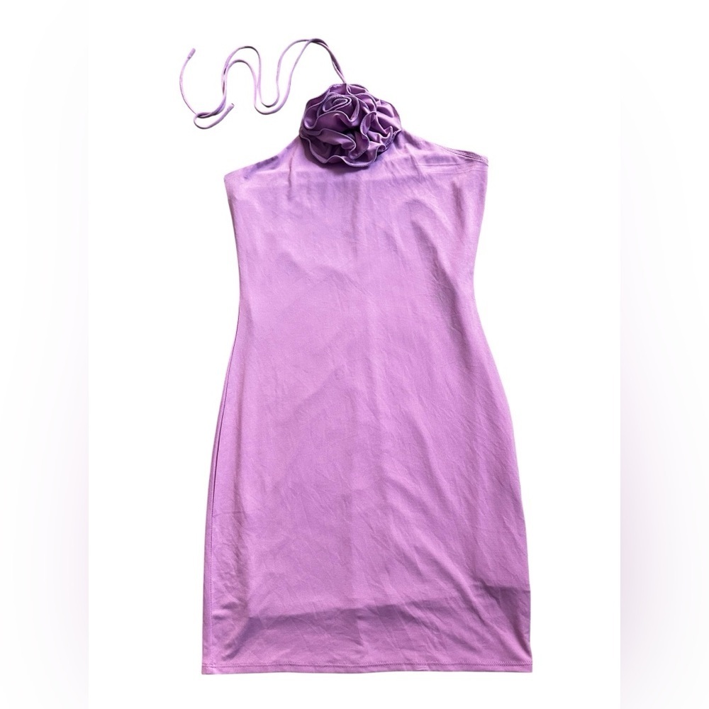 Purple halter rose dress, small/medium